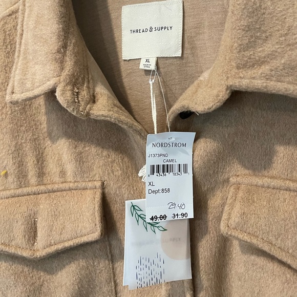 Thread & Supply Shirt Jacket - NWT - Size XL - Camel - Picture 2 of 10